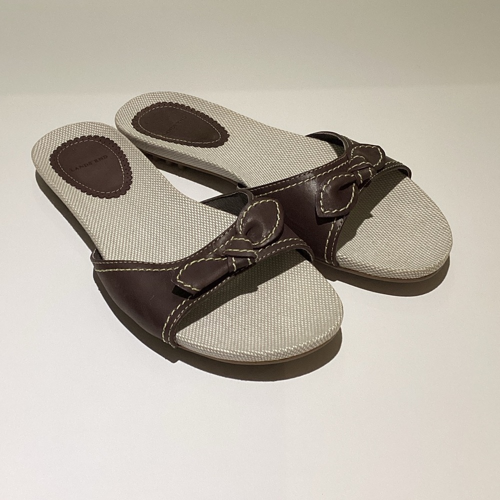 NEW LANDS END WOMENS SLIP ON SLIDES SLIPPER SANDALS SHOES SIZE 8B